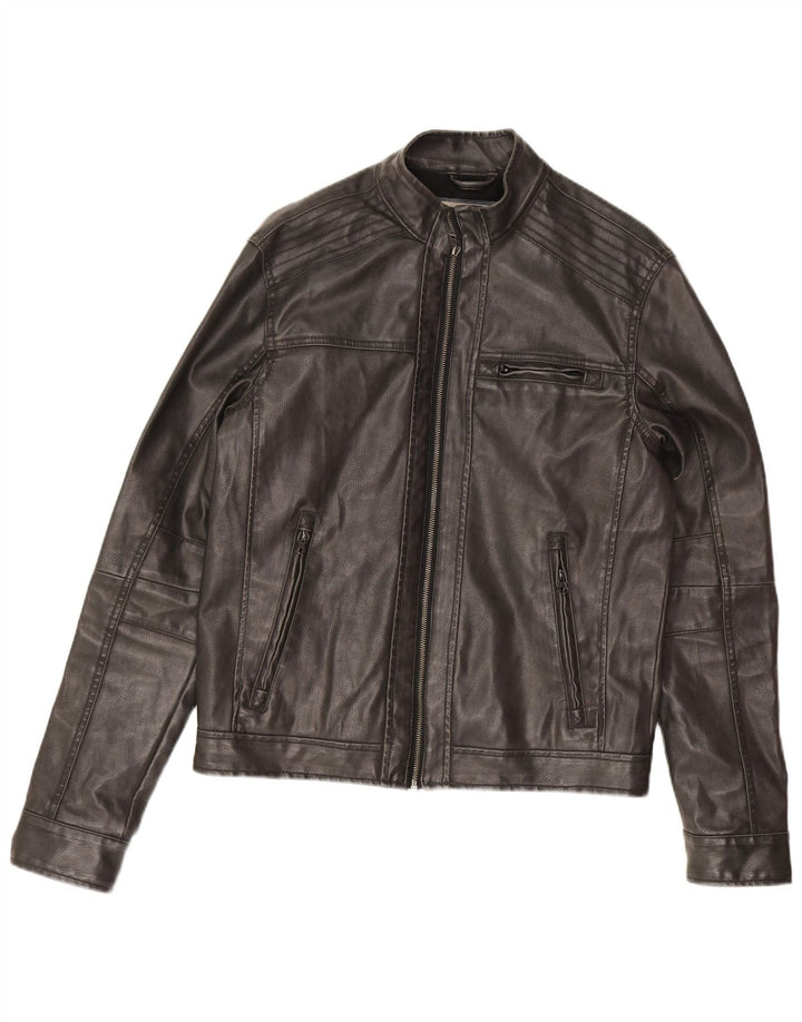 Vintage Mens Leather Jacket UK 38 Medium Black Leather