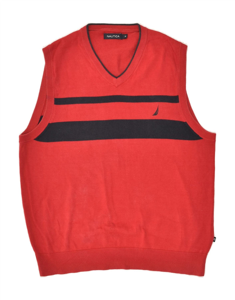 NAUTICA Mens Vest Tank Top Small Red Striped | Vintage Nautica | Thrift | Second-Hand Nautica | Used Clothing | Messina Hembry 