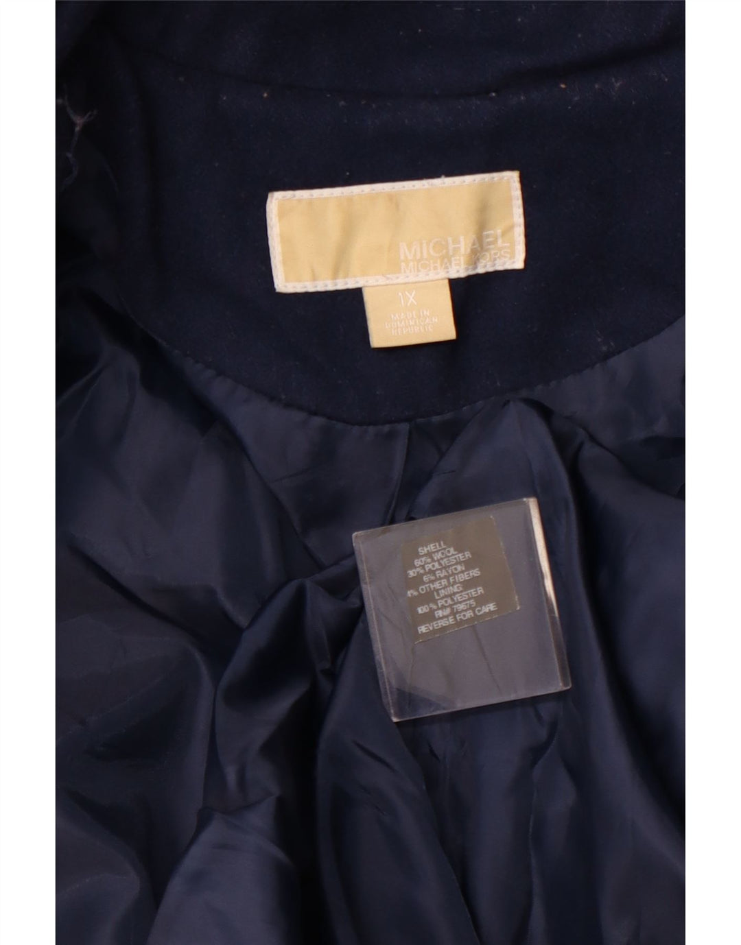 MICHAEL KORS Womens Hooded Overcoat UK 18 XL Navy Blue Wool