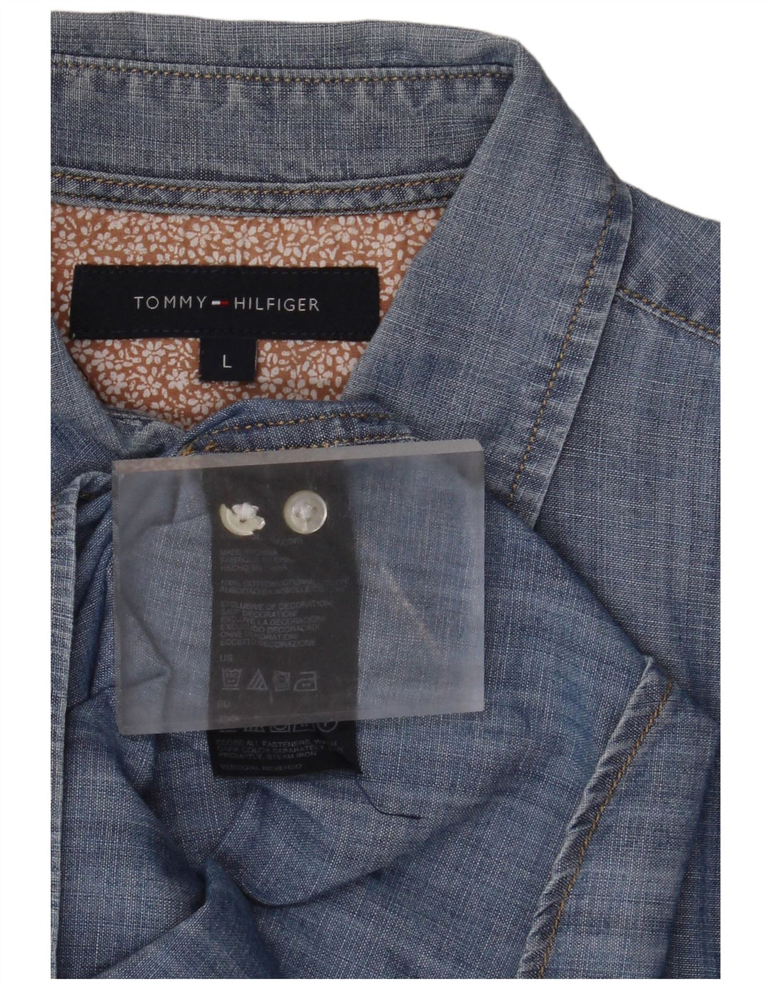 Tommy Hilfiger Mens Denim Shirt Large Blue Cotton