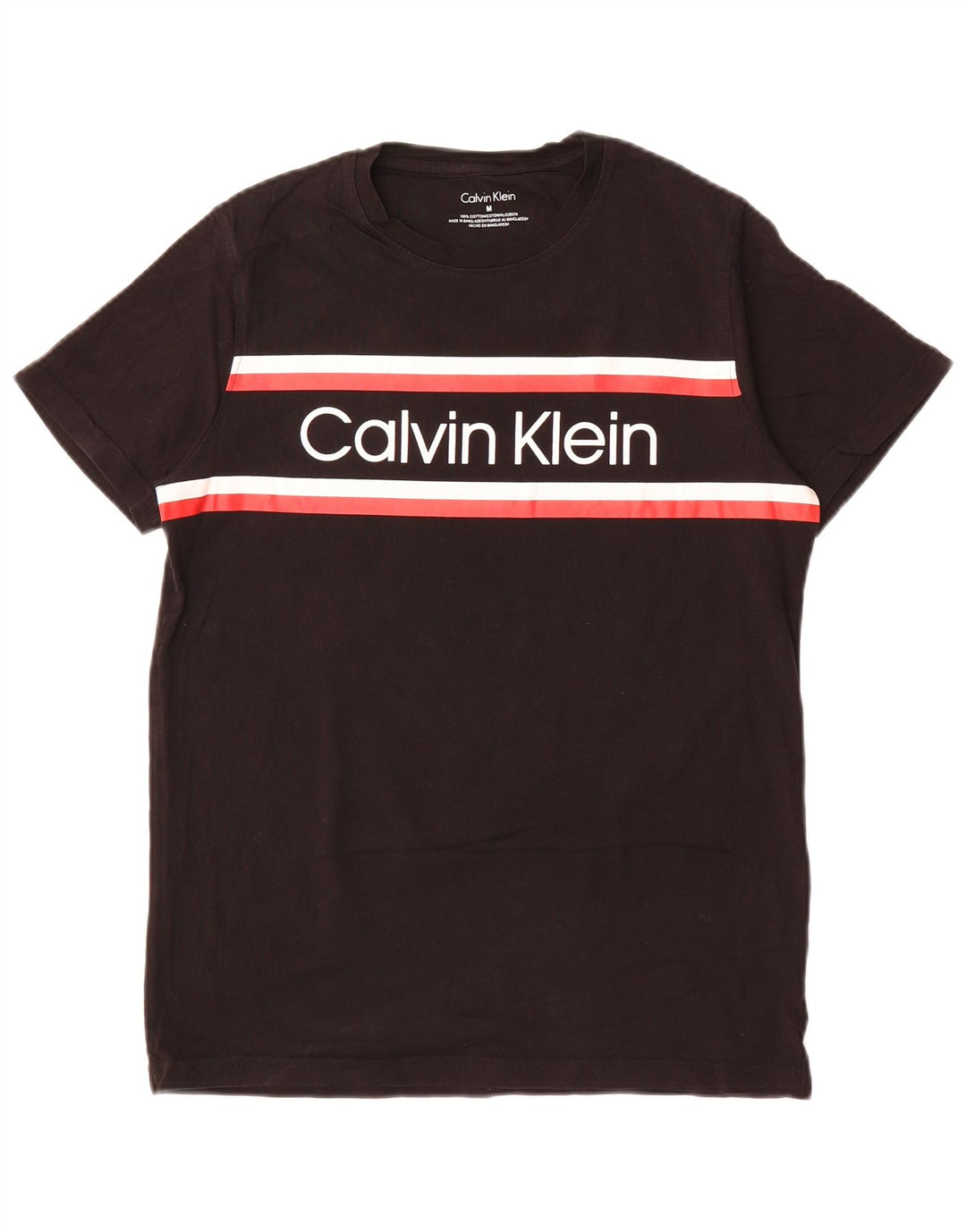 CALVIN KLEIN Mens Graphic T-Shirt Top Medium Black Cotton