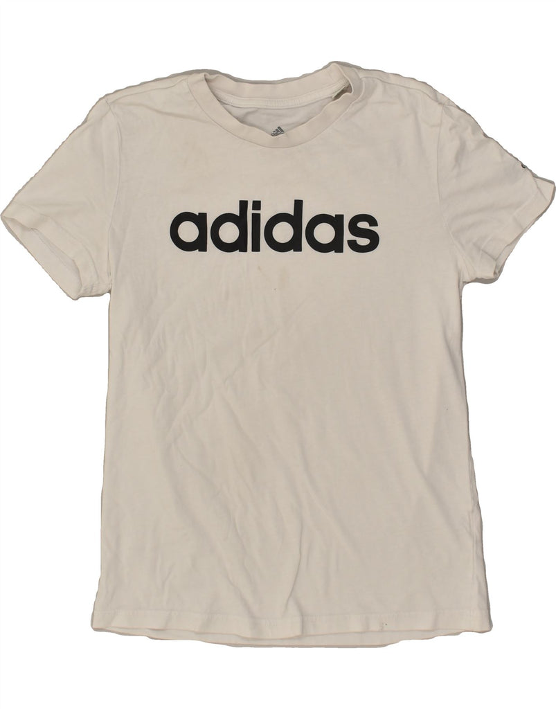 ADIDAS Womens Graphic T-Shirt Top UK 12/14 Medium White | Vintage Adidas | Thrift | Second-Hand Adidas | Used Clothing | Messina Hembry 