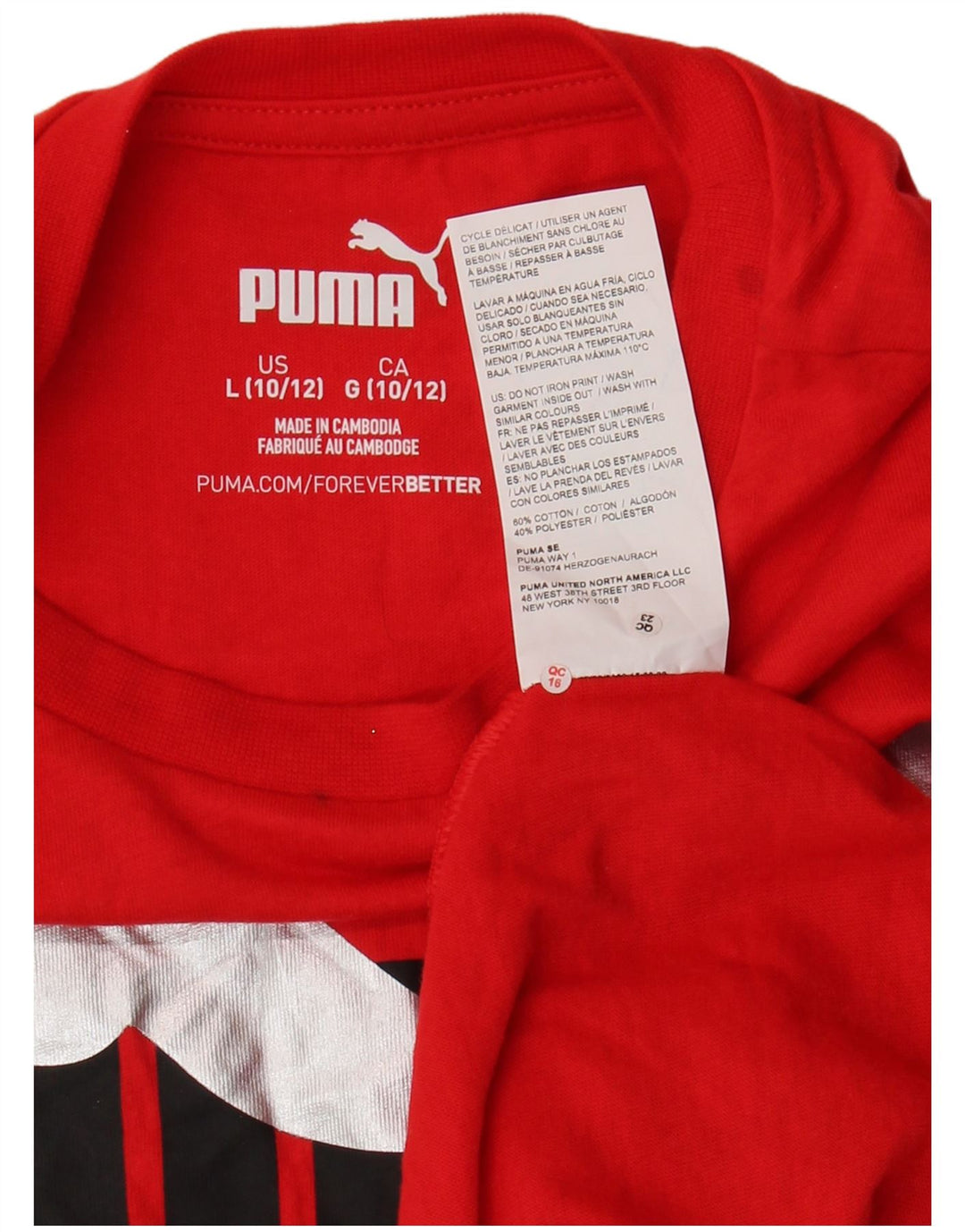 Puma Boys Graphic T-Shirt Top 10-11 Years Red Cotton