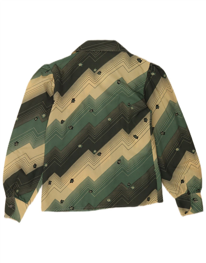Vintage Womens Shirt Blouse IT 46 Large Green Geometric