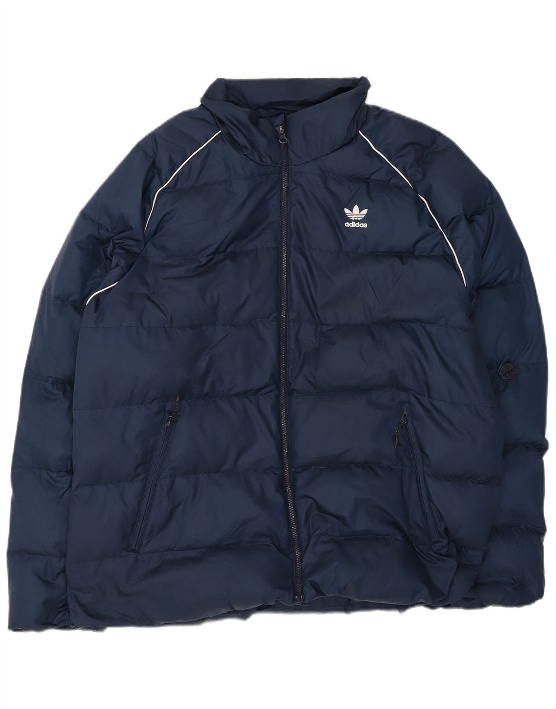 Adidas Mens Padded Jacket UK 42 XL Navy Blue Polyester