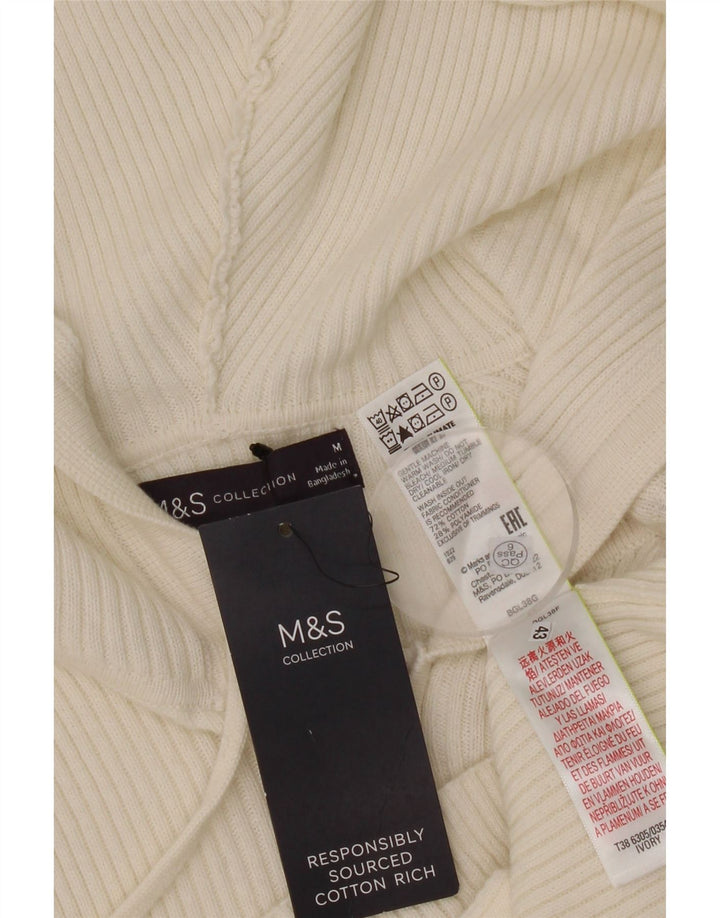 Marks & Spencer Womens Hooded Cardigan Sweater UK 12 Medium Off White