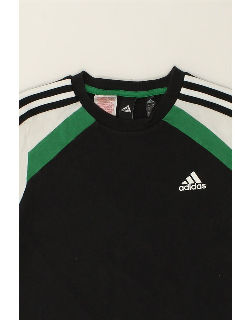 ADIDAS Boys T-Shirt Top 11-12 Years Black Colourblock Cotton | Vintage Adidas | Thrift | Second-Hand Adidas | Used Clothing | Messina Hembry 