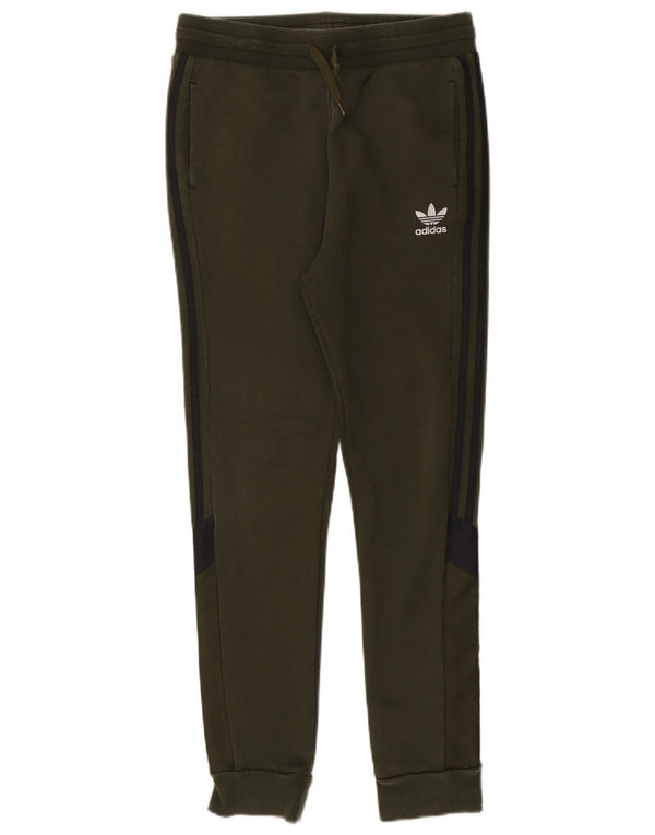 Adidas Boys Tracksuit Trousers Joggers 13-14 Years  Khaki Cotton