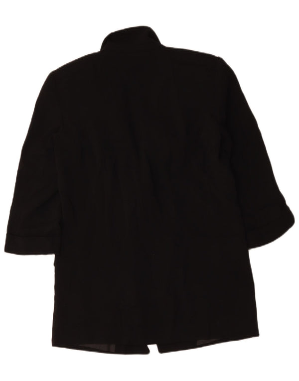 Zara Womens Oversized 3/4 Sleeve Open Blazer Jacket UK 6 XS Black Polyester