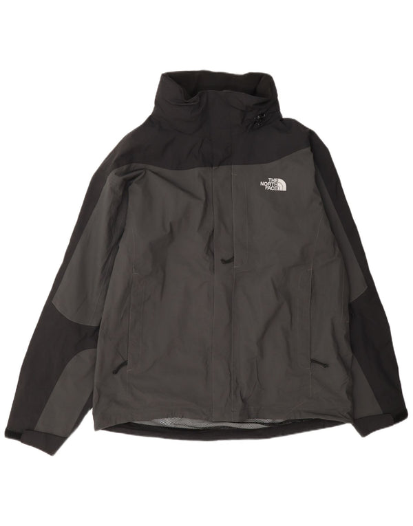The North Face Mens Hyvent Hooded Rain Jacket UK 38 Medium Grey Colourblock