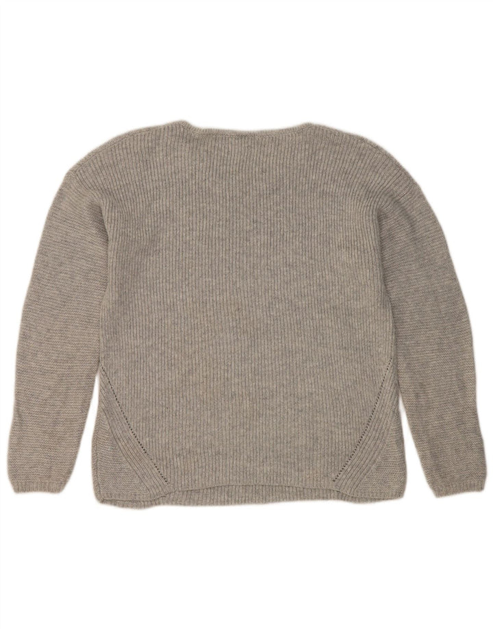 Marks & Spencer Womens Boat Neck Jumper Sweater UK 12 Medium Silver
