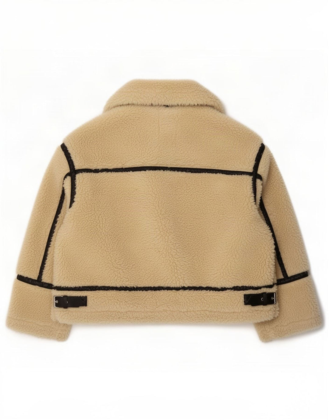 Zara Womens Oversized Sherpa Jacket UK 14 Large Beige Colourblock