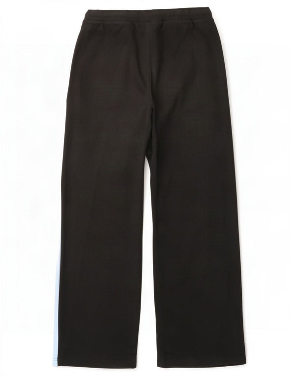 Adidas Womens Wide Leg Tracksuit Trousers UK 14 Large Black Colourblock