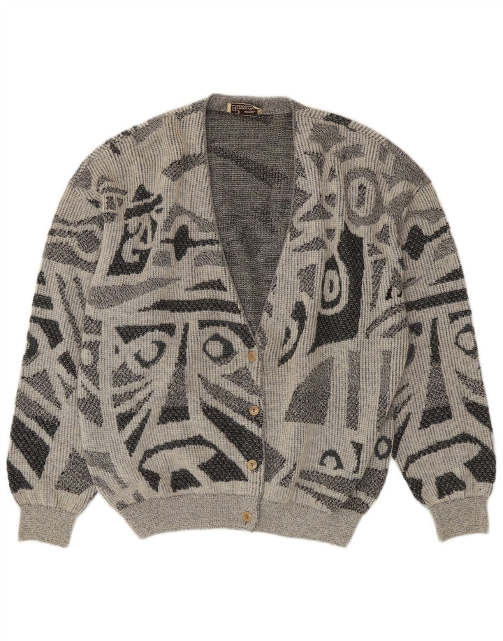 Bizzarro Womens Oversized Cardigan Sweater IT 44 Medium Grey Geometric
