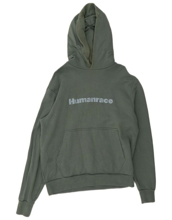 Adidas Mens Humanrace Graphic Hoodie Jumper Large Green Cotton