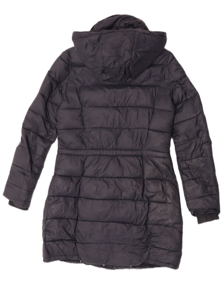 Massimo Dutti Womens Hooded Padded Coat UK 10 Small Black Nylon