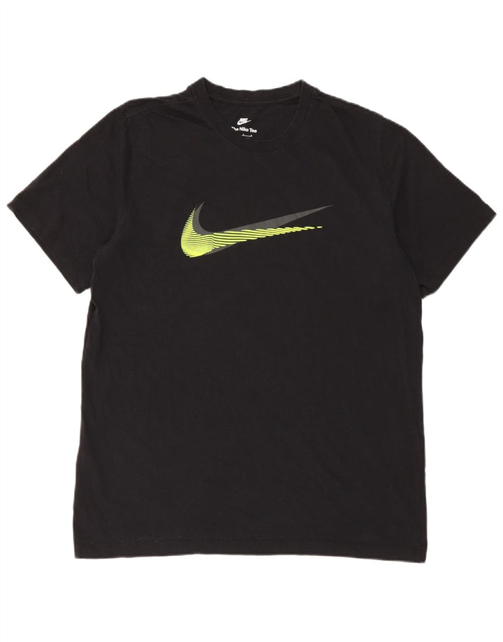 NIKE Mens Graphic T-Shirt Top Large Black Cotton