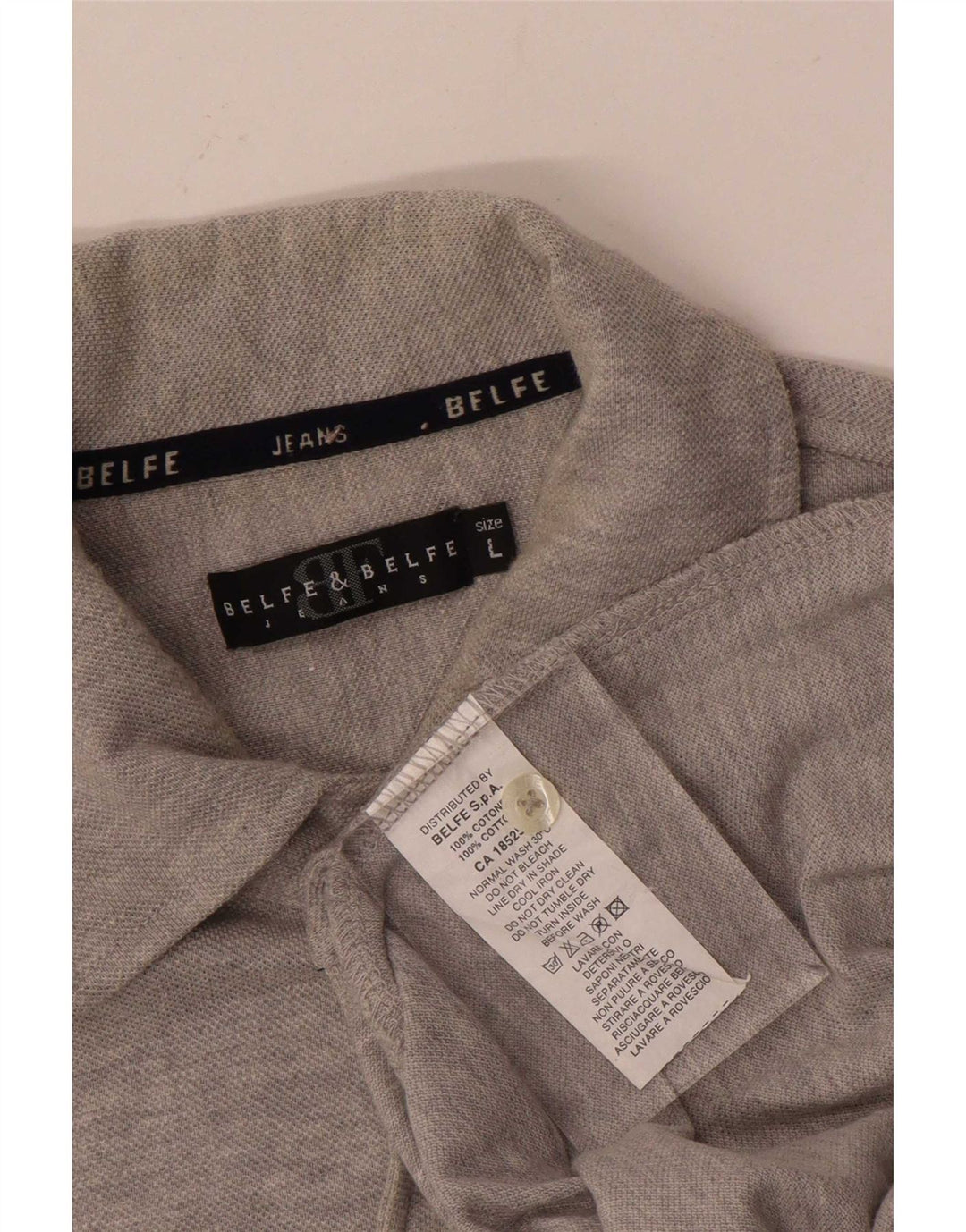 Belfe & Belfe Mens Shirt Large Grey Cotton