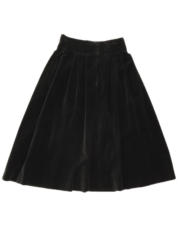 Vintage Womens Velvet Flared Skirt IT 44 Medium W26 Black Cotton