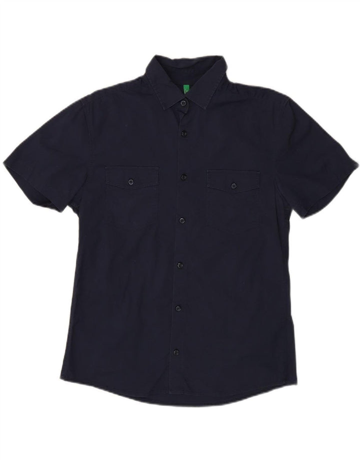 BENETTON Mens Short Sleeve Shirt Small Navy Blue