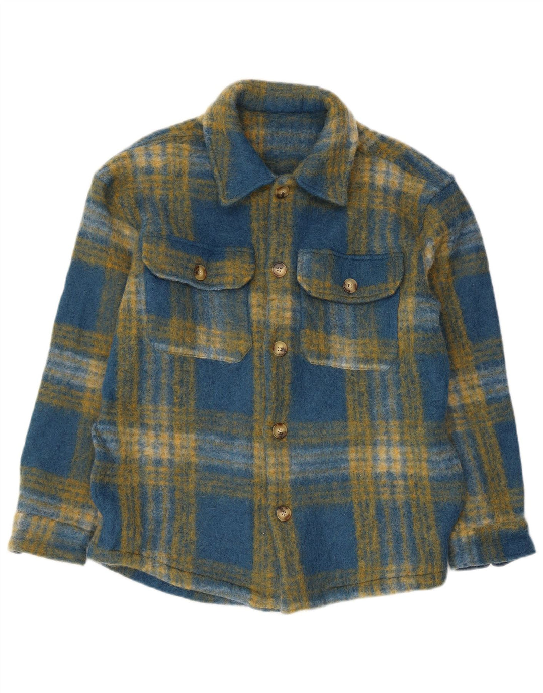 Zara Mens Overshirt Flannel Shirt Large Blue Plaid