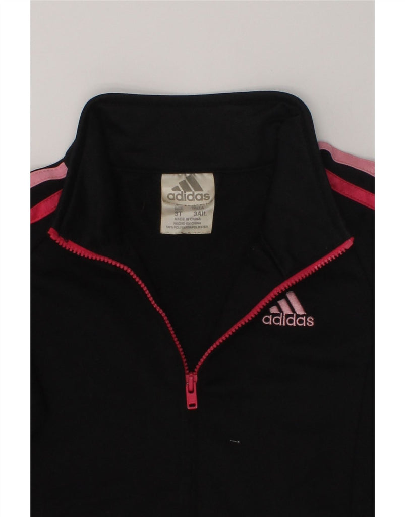 ADIDAS Girls Graphic Tracksuit Top Jacket 2-3 Years Black Polyester | Vintage Adidas | Thrift | Second-Hand Adidas | Used Clothing | Messina Hembry 