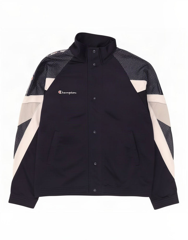 Champion Mens Tracksuit Top Jacket Medium Navy Blue Colourblock Polyester