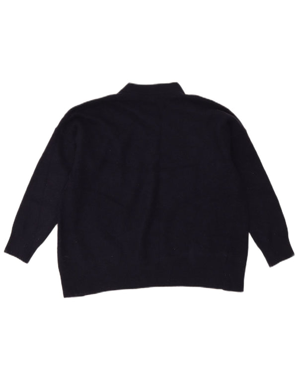 Zara Womens Oversized Turtle Neck Jumper Sweater UK 6 XS Navy Blue Wool