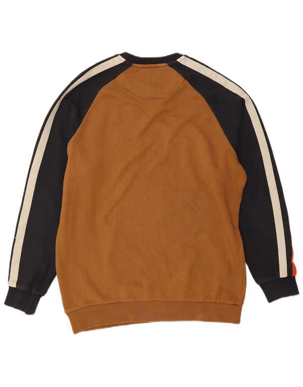 Lyle & Scott Mens Sweatshirt Jumper Medium Brown Colourblock Cotton