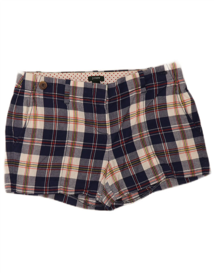 J. Crew Womens Chino Shorts US 4 Small W30  Navy Blue Check Cotton