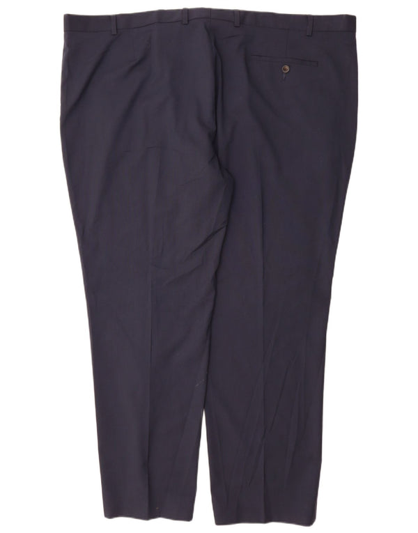 Marks & Spencer Mens Tailored Straight Suit Trousers W48 L31 Navy Blue