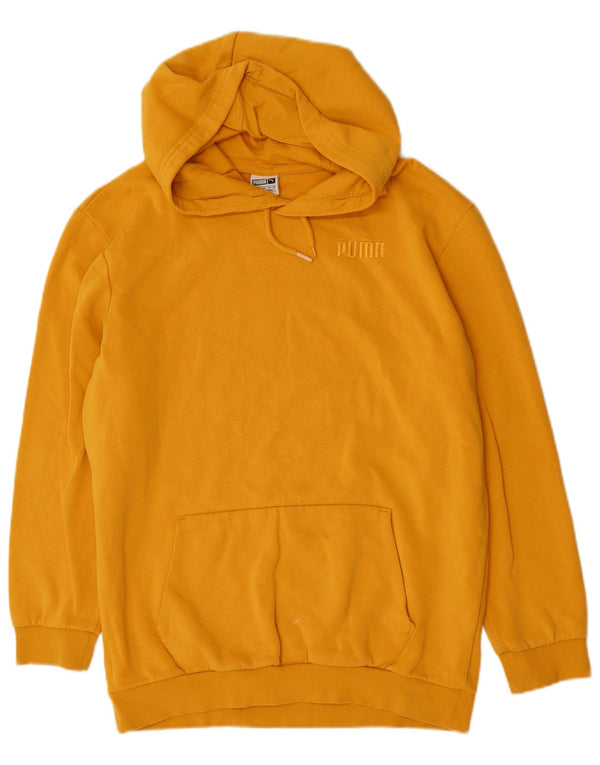 PUMA Mens Loose Fit Hoodie Jumper Small Yellow Cotton