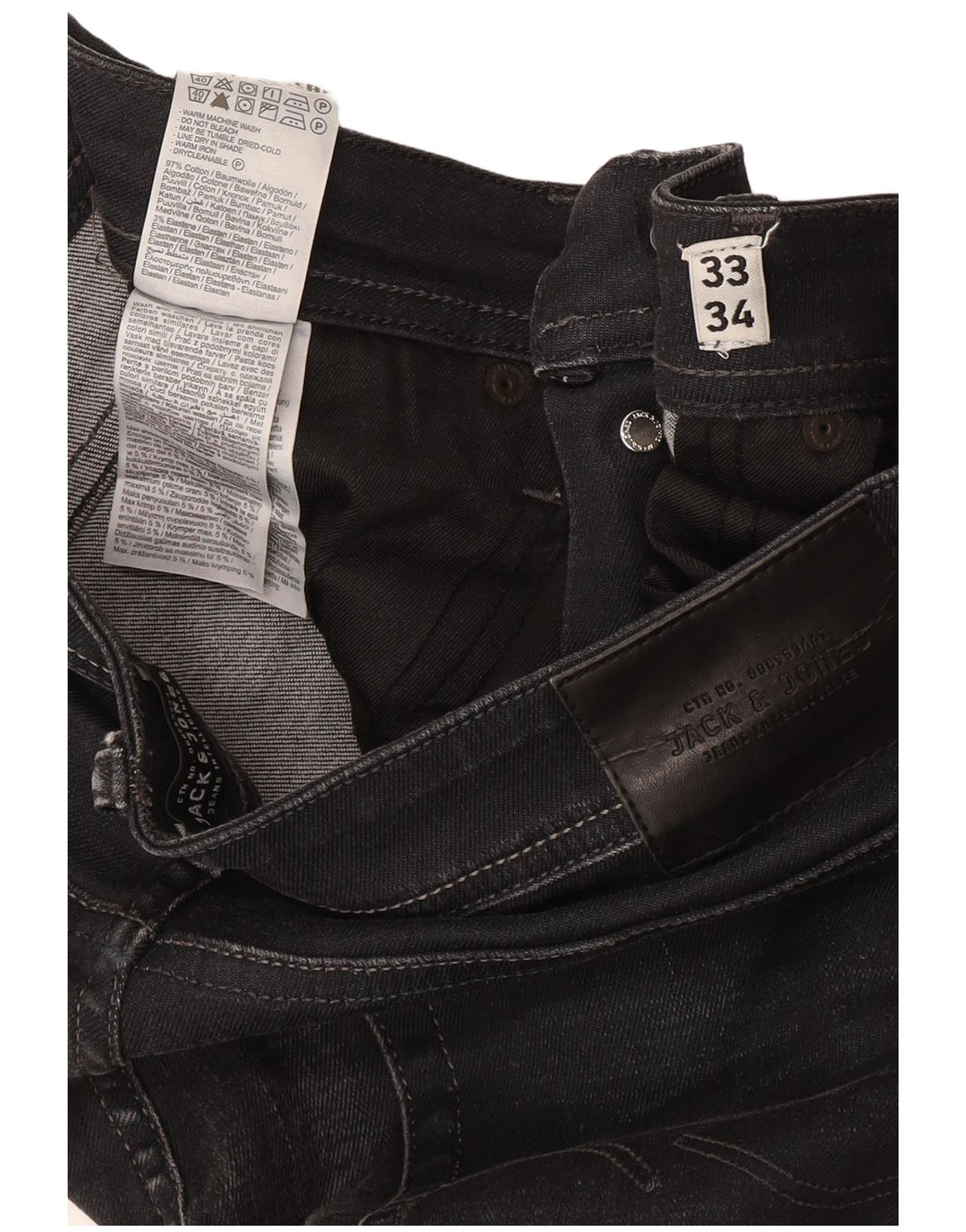 Jack & Jones Mens Tim Slim Jeans W33 L34 Grey Cotton