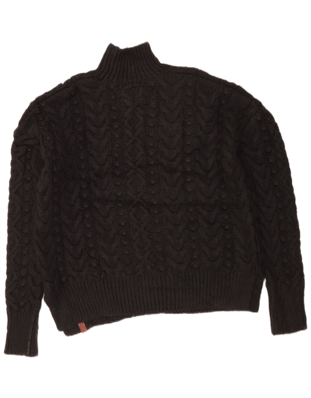 Superdry Womens Oversized Turtle Neck Jumper Sweater UK 10 Small Black