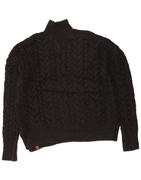 Superdry Womens Oversized Turtle Neck Jumper Sweater UK 10 Small Black