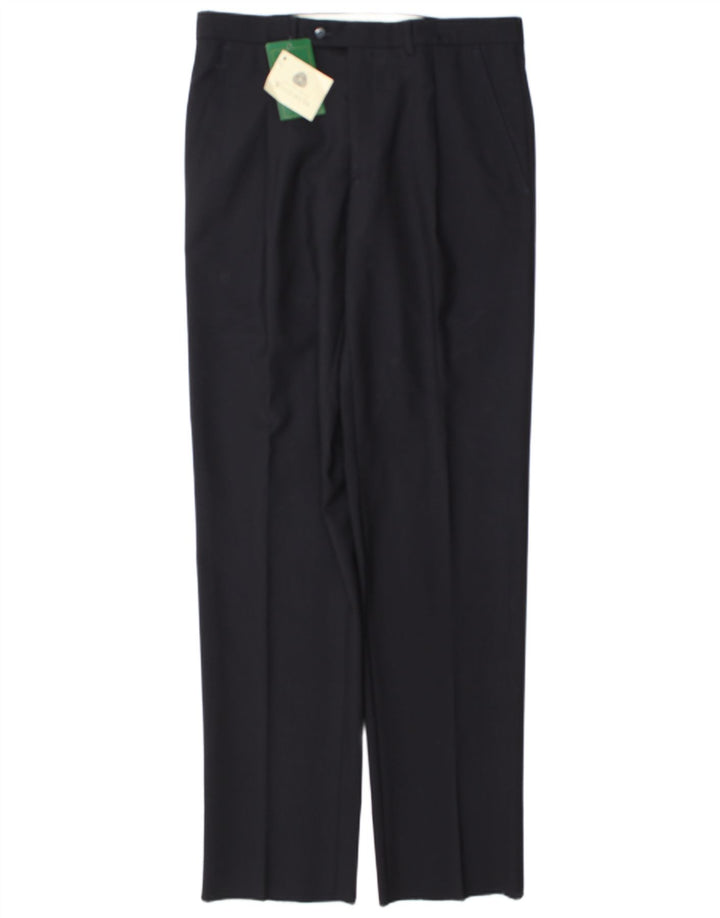 Vintage Mens Pegged Suit Trousers IT 48 Medium W32 L35 Navy Blue Wool