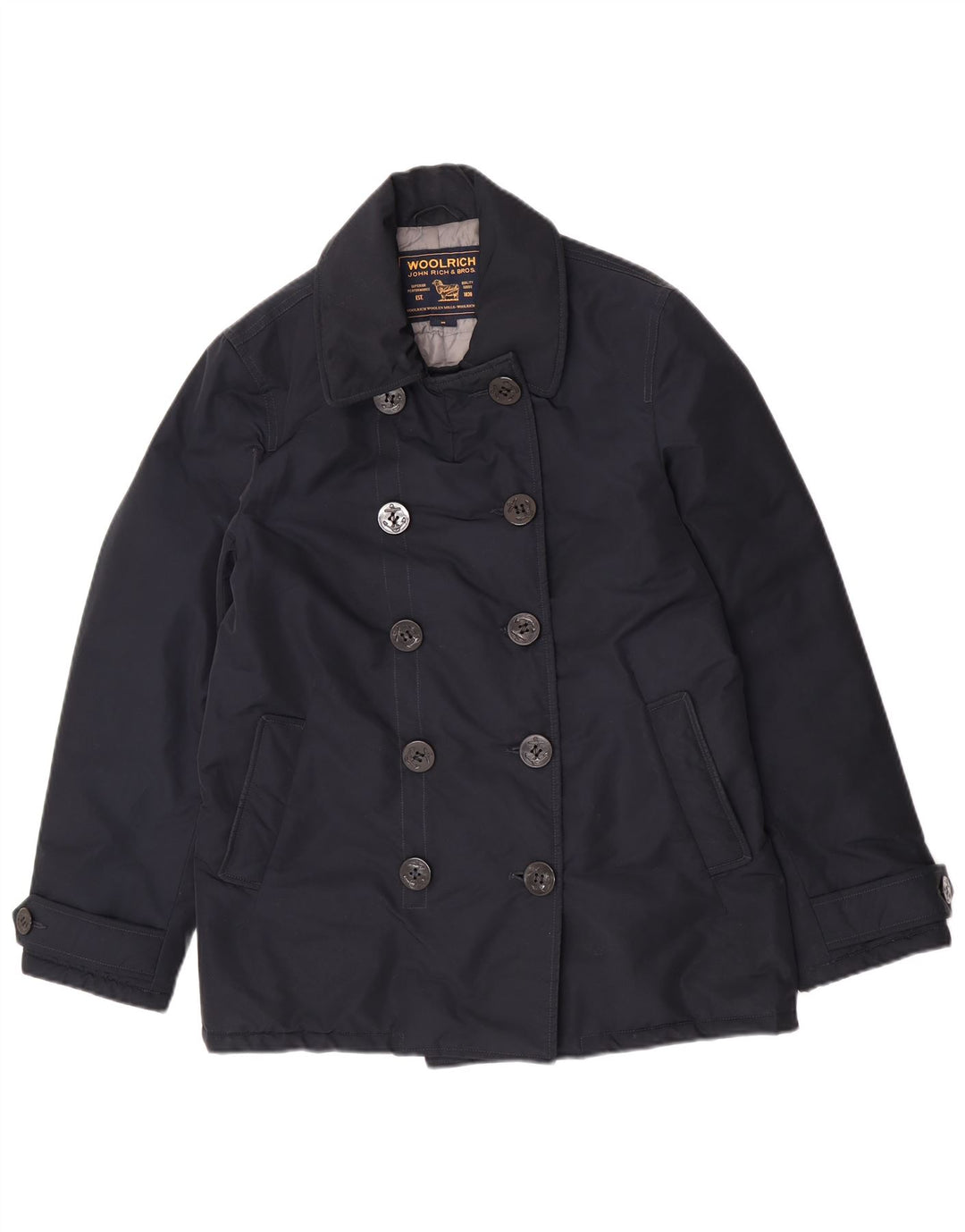 Woolrich Womens Pea Coat UK 14 Medium Navy Blue