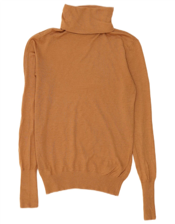 Zara Womens Roll Neck Jumper Sweater UK 12 Medium Brown Modal