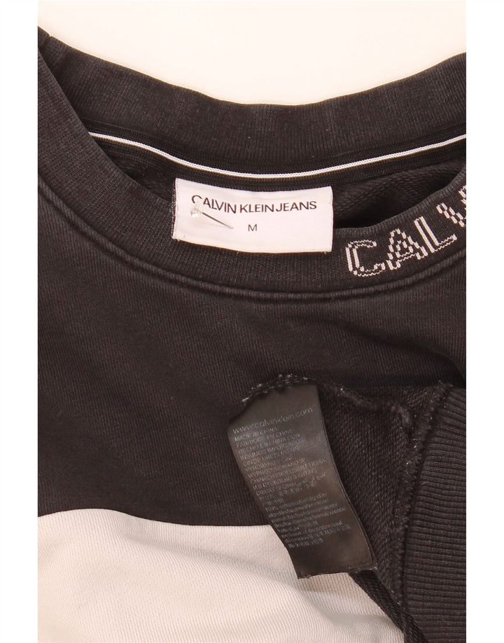 Calvin Klein Jeans Mens Graphic Sweatshirt Jumper Medium Black Colourblock