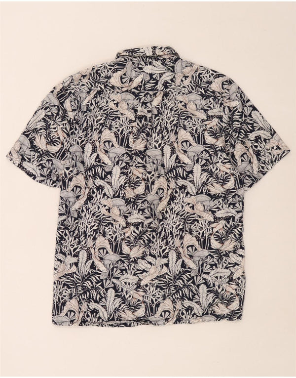 John Lewis Mens Short Sleeve Regular Fit Shirt Small Blue Floral Cotton