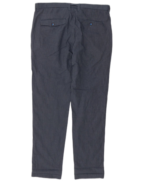 Zara Mens Slim Chino Trousers EU 40 Medium W31 L29 Navy Blue Pinstripe