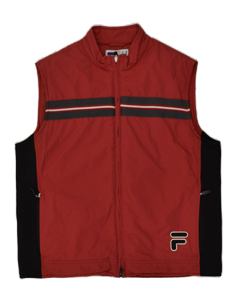 FILA Mens Gilet UK 38 Medium Red Polyamide | Vintage Fila | Thrift | Second-Hand Fila | Used Clothing | Messina Hembry 