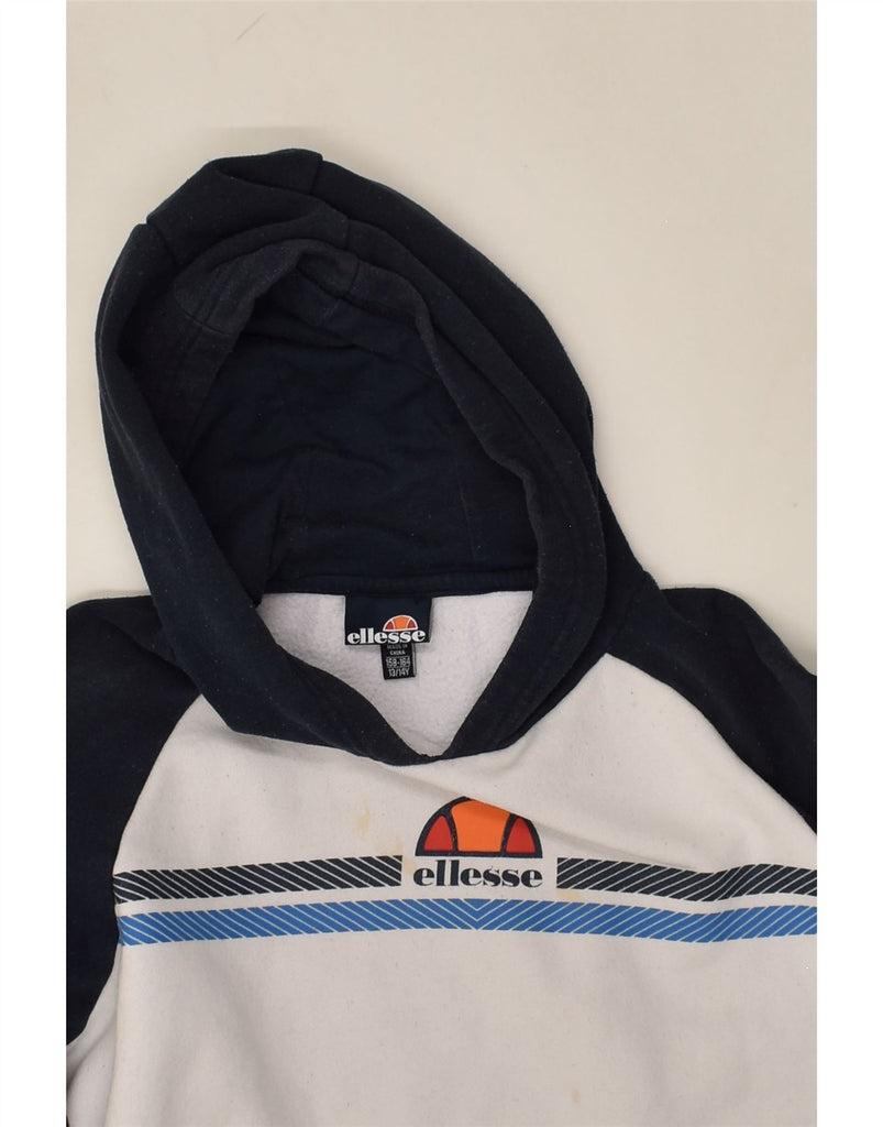 ELLESSE Boys Hoodie Jumper 13-14 Years White Colourblock Cotton | Vintage Ellesse | Thrift | Second-Hand Ellesse | Used Clothing | Messina Hembry 