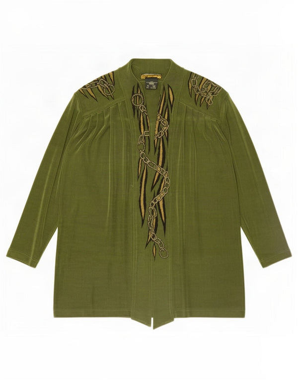 Piccadilly Womens Oversized Abstract Pattern Shirt Blouse UK 10 Small Green