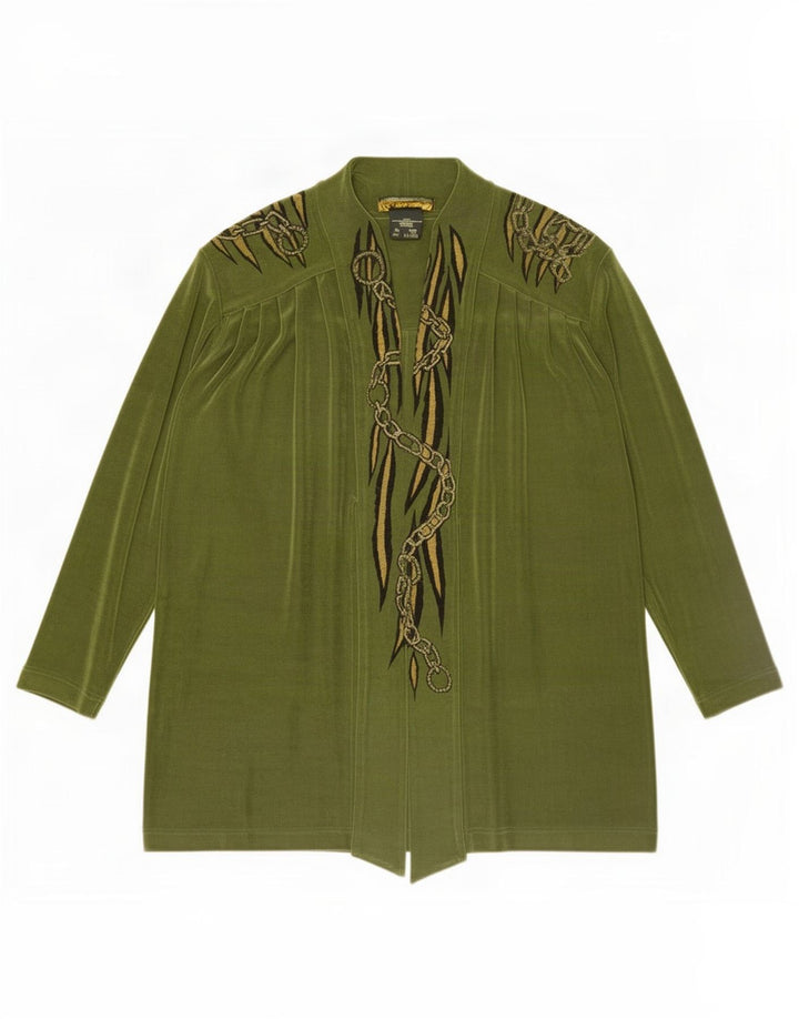 Piccadilly Womens Oversized Abstract Pattern Shirt Blouse UK 10 Small Green