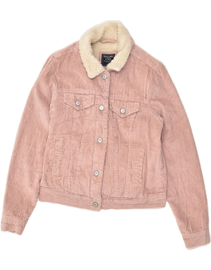 ABERCROMBIE & FITCH Womens Sherpa Corduroy Jacket UK 10 Small Pink Cotton | Vintage Abercrombie & Fitch | Thrift | Second-Hand Abercrombie & Fitch | Used Clothing | Messina Hembry 