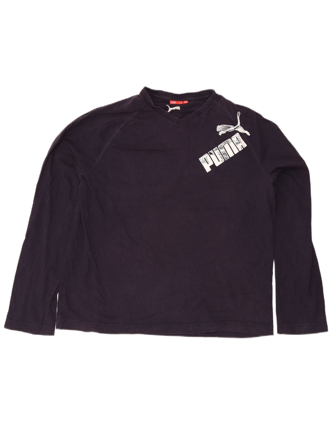 Puma Mens Graphic Top Long Sleeve 2XL Navy Blue Cotton