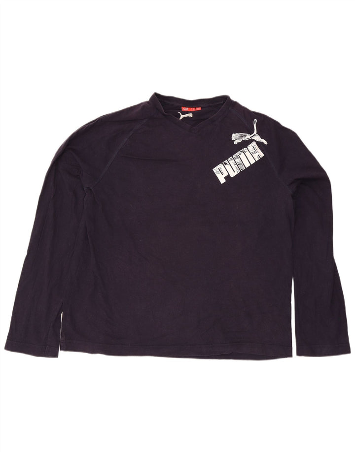 Puma Mens Graphic Top Long Sleeve 2XL Navy Blue Cotton