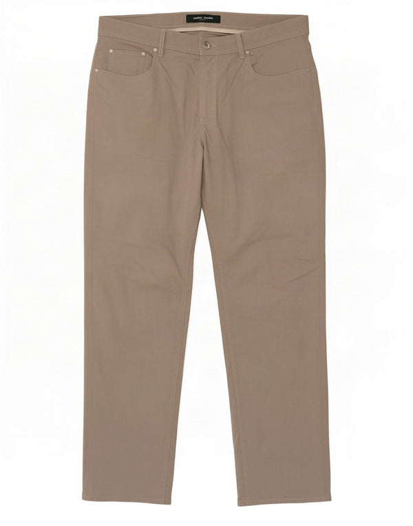 Pierre Cardin Mens Lyon Straight Casual Trousers W38 L32 Beige Cotton