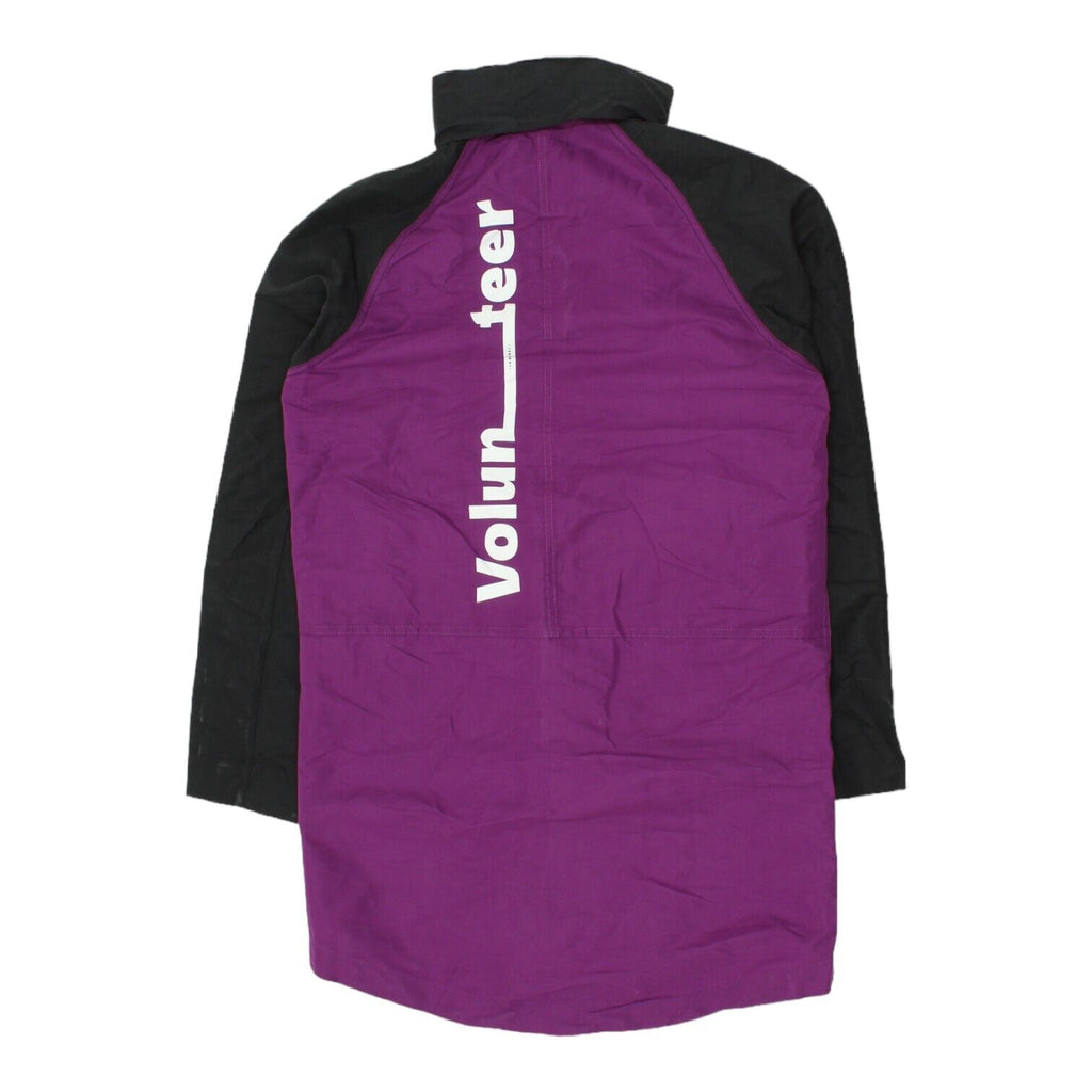 Qatar 2022 World Cup Adidas Mens Purple Black Volunteer Bench Coat | Football | Vintage Messina Hembry | Thrift | Second-Hand Messina Hembry | Used Clothing | Messina Hembry 